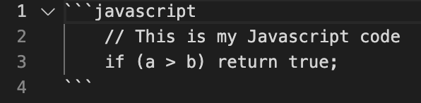Markdown for the javascript that is displayed after the text Is rendered below